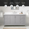 Maverick Bathroom Vanity 60 in, Single Sink Bathroom Vanity in American Grey