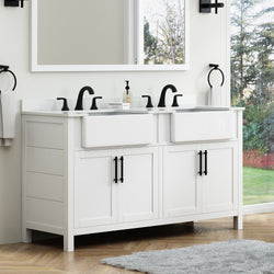 Product Image for Cruz Double Apron Sink Bathroom Vanity 60 in, Pure White