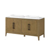Heidi 60 in. Light Brown Oak Bathroom Vanity with White Quartz Top and Matte Black Hardware