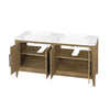 Heidi 60 in. Light Brown Oak Bathroom Vanity with White Quartz Top and Matte Black Hardware