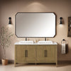 Heidi 60 in. Light Brown Oak Bathroom Vanity with White Quartz Top and Matte Black Hardware