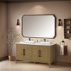 Heidi 60 in. Light Brown Oak Bathroom Vanity with White Quartz Top and Matte Black Hardware