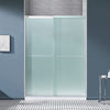 Ivy Shower Door 60 in, Frosted Alcove Shower Door in Satin Nickel