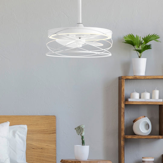 Kara 18-in White Remote-Controlled Fandelier Light