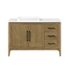 Heidi 48 in. Light Brown Oak Bathroom Vanity with White Quartz Top and Matte Black Hardware