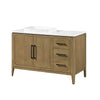 Heidi 48 in. Light Brown Oak Bathroom Vanity with White Quartz Top and Matte Black Hardware