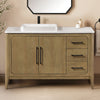 Heidi 48 in. Light Brown Oak Bathroom Vanity with White Quartz Top and Matte Black Hardware