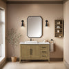 Heidi 48 in. Light Brown Oak Bathroom Vanity with White Quartz Top and Matte Black Hardware