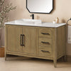 Heidi 48 in. Light Brown Oak Bathroom Vanity with White Quartz Top and Matte Black Hardware