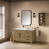 Heidi 48 in. Light Brown Oak Bathroom Vanity with White Quartz Top and Matte Black Hardware