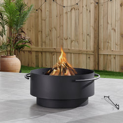 Product Image for Bedford 28 In, Round Wood Burning Fire Pit, Charcoal Powder Coated Steel