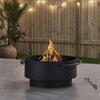Bedford 28 In, Round Wood Burning Fire Pit, Charcoal Powder Coated Steel