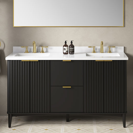 Gabi 60-In. Double Sink Bathroom Vanity in Onyx Black