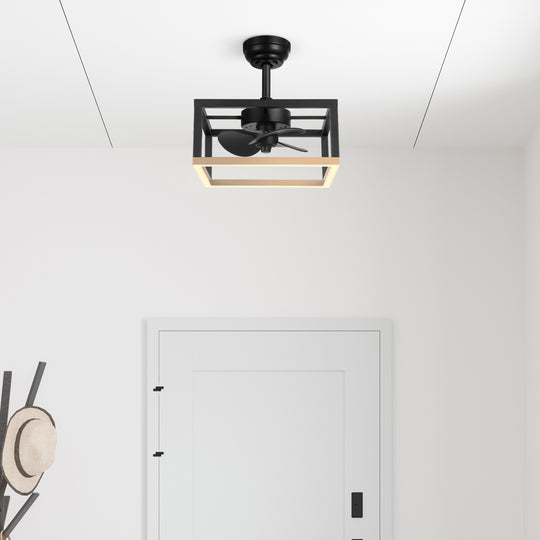 Aneka 16-in Black/Gold Remote-Controlled Fandelier Light