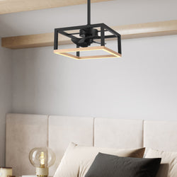 Secondary Product Image for Aneka 16-in Black/Gold Remote-Controlled Fandelier Light