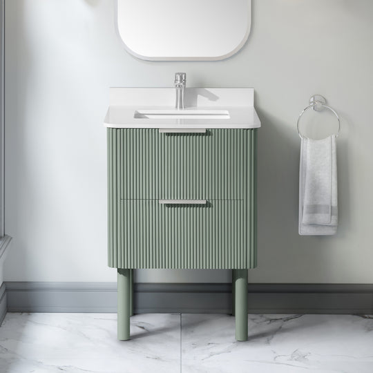 Becca 24-in. Freestanding or Wall-Mounted Vanity in Sage Green